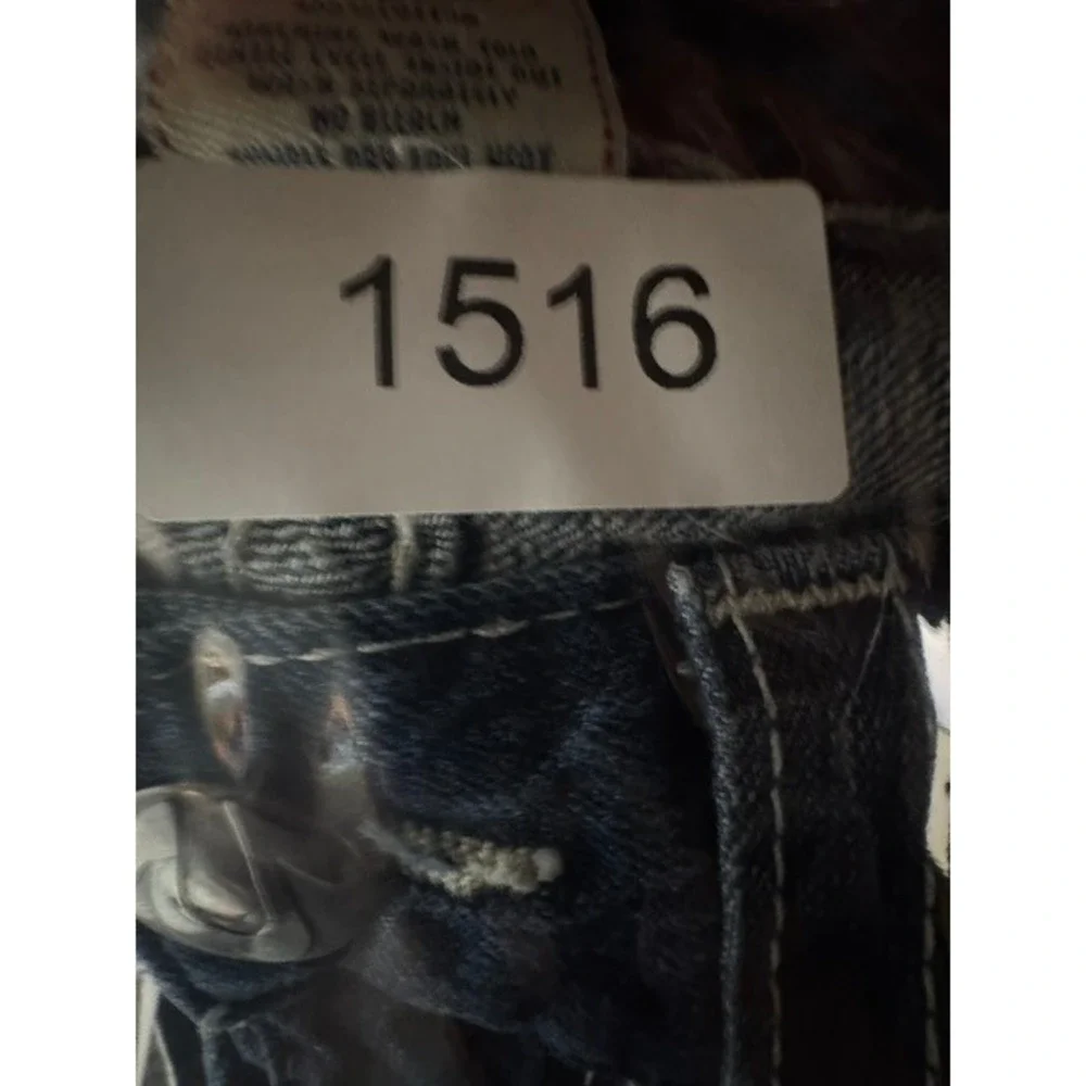 True Religion Jeans M 34 Joey Flare Dark Wash Horseshoe Flap Pocket Twisted Seam
